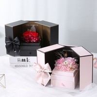 AYOYO ODM Doppeltürige Doppelschichtige Hochwertige Muttertags-Geschenkbox mit Konservierten Rosen Künstliche Blumen-Geschenkbox