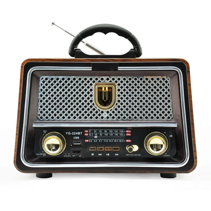 YG-224BT Yuegr Silicon 3 Arah Sumber Daya Kayu Antik Radio Am Y Fm Estilo Retro