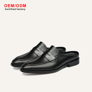 OEM Custom Men's Summer/Spring Cowhide Waterproof Perforated Breathable Slip-On Office Casual Shoes <b>Closed</b>-<b>Toe</b> Loafers Slippers - Product Image 1