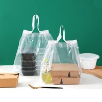Sacs en plastique transparent personnalisés avec cordon de serrage en satin, fond plat, pour emballages alimentaires à emporter, imperméables, réutilisables, promotionnels