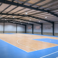 Grand gymnase multifonctionnel en structure acier préfabriquée, résistant au vent et offrant un grand espace