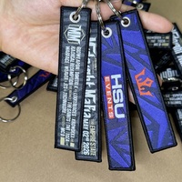 Llavero de Tela Bordado con Logotipo Personalizado OEM, Etiqueta para Llaves de Doble Cara con Anillo Metálico para Clubes, Eventos y Marcas
