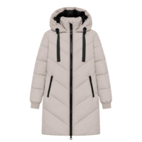 Kadın Vintage Uzun Kapüşonlu Kapitone Parka Mont Fermuarlı Kapatma Sıcak Kışlık Şişme Mont Özel OEM ODM