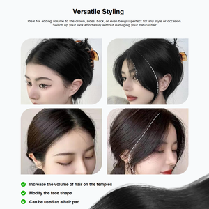 Franges à clipser 100% cheveux humains naturels, perruque 2 pièces, franges à clipser longues, <span class=keywords><strong>frange</strong></span> latérale, postiches, extensions de franges françaises - Product Image 2