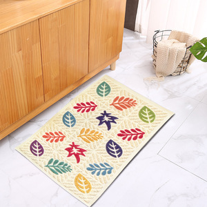 Alfombra de PVC con diseño de hojas en relieve, rectangular, antideslizante, para la entrada del hogar, alfombra prefabricada para baño y sala de estar - Product Image 2