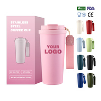 Tazas de Café con Logotipo, Taza Térmica Rosa de Alta Calidad de 20 oz/600 ml, Taza de Viaje Aislada de Acero Inoxidable 316 con Doble Boquilla para Beber
