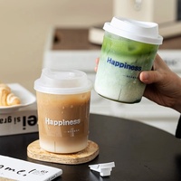 Gobelets en plastique personnalisés avec couvercles pour emporter, impression de logo, PP 90 mm, gobelet pour thé au lait, thé aux fruits, boissons froides à emporter