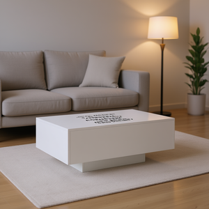 Tavolino da caffè bianco 33,5x21,7x12,2 pollici con luce a LED, mobili moderni e minimalisti per soggiorno - Product Image 2