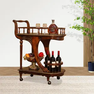 Wooden Home Coffee Service Trolley Beverage Restaurant Dining Car