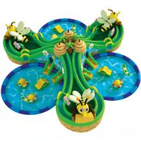 Parc aquatique gonflable commercial à thème abeilles en PVC avec toboggan multi-carrés et garantie de 3 ans pour les centres de villégiature estivaux