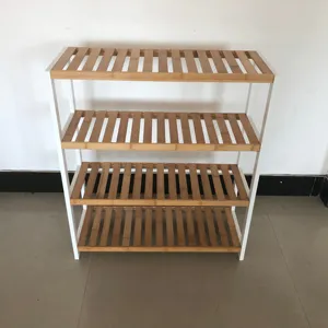 Organizador de armazenamento caseiro, bambu, 4 tier, rack de sapato, venda imperdível