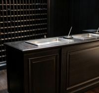 Comptoir de réception personnalisé pour boutique de cigares, présentoir mural en bois pour vin, mobilier de présentation pour magasin de tabac et de produits pour fumeurs
