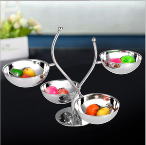 Piring makanan ringan logam baja tahan karat bulat piring tampilan kue buah sekali pakai dan berkelanjutan untuk kafetaria restoran - Product Image 4