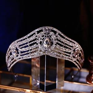 Couronne Baroque Européenne Strass Métal Alliage Cristal Mariage Couronne de Cheveux de Mariée Princesse Reine Fleur Bandeau Diadème - Product Image 3