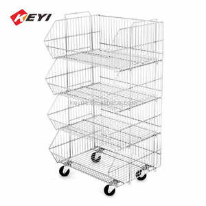 Superventa, promoción <span class=keywords><strong>usada</strong></span>, cesta de alambre de metal móvil, estante de exhibición, <span class=keywords><strong>estantería</strong></span> de supermercado a la <span class=keywords><strong>venta</strong></span> - Product Image 2