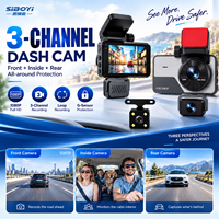 Kamera Dasbor Mobil SIBOYI Layar IPS 3 Inci 1080P Full HD Tiga Lensa dengan Perekaman Berulang Depan/Belakang