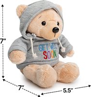 Ours en peluche obtenez Well avec sweat à capuche gris, 9 animaux en peluche, confortable et amour