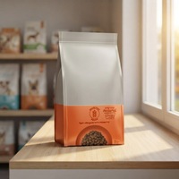 Sachet d'emballage alimentaire pour animaux de compagnie à fond plat en aluminium, imprimé sur mesure, faible MOQ, 2 kg, scellé sur huit côtés, avec fenêtre et fermeture éclair