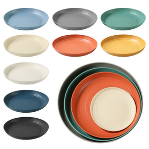 Eco Friendly Wheat Straw Dinner <b>Plate</b> Set Food Grade Unbreakable Plastic Fruit Tray <b>Snack</b> Tray for Kids Restaurant Home Picnic - Product Image 3