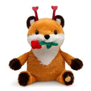 V435 Giocattolo Peluche Volpe da 11 Pollici, Morbido Animale Imbottito con <span class=keywords><strong>Rosa</strong></span> in Bocca, Regalo per San Valentino, Produzione ODM OEM - Product Image 1