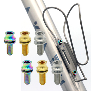 BJCJTi Grado 5 M5 X 12 mm Acabado anodizado y PVD Tornillo cónico <span class=keywords><strong>de</strong></span> titanio con rosca UNC/UNF para portabidones <span class=keywords><strong>de</strong></span> bicicleta - Product Image 1
