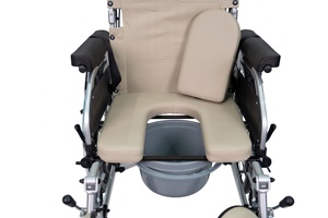 Silla de Ruedas <span class=keywords><strong>Manual</strong></span> Inclinable de Aluminio con Respaldo Alto, Reposapiés Elevable Desmontable, Asiento con Función de Inodoro, Silla de Ruedas Plegable Reclinable - Product Image 5