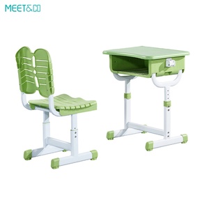 Adjustable Height Modern Design Wood Student <b>Desk</b> and Chair with Storage Drawer for Kids' <b>Study</b> in School Workshop or Hall - Product Image 4