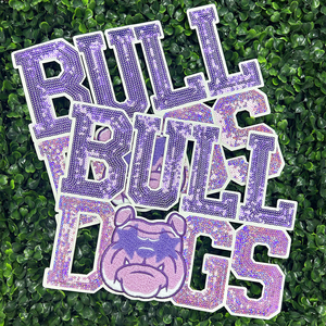 Insignias de ropa de lentejuelas de Bulldog personalizadas al por mayor, parches de lentejuelas de Let's Go Chiefs para sudaderas con capucha - Product Image 4