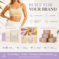 Soutien-gorge de base rayé pour femme, avec logo personnalisé, en tissu lissant luxueux, compression moyenne, maintien élevé, respirant et bretelles réglables