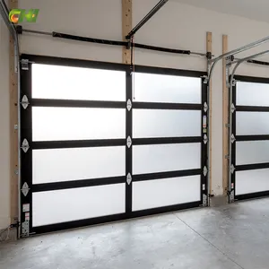 Cửa nhôm kính trên cao Thiết kế Gương mỹ màu đen 12x10 kính cửa nhà để xe 14/14 với cửa cho người đi bộ