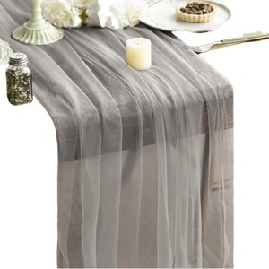 Elegante Camino <span class=keywords><strong>de</strong></span> <span class=keywords><strong>Mesa</strong></span> <span class=keywords><strong>de</strong></span> Lino y Poliéster con Volantes <span class=keywords><strong>para</strong></span> Decoración <span class=keywords><strong>de</strong></span> <span class=keywords><strong>Mesa</strong></span> en Bodas, Fiestas y Hogar - Product Image 1