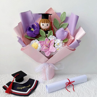 Buket Rajut Musim Wisuda Terlaris CLTF, Bunga Buatan Tangan dengan Boneka Doktor Wisuda, Hadiah untuk Sahabat Perempuan