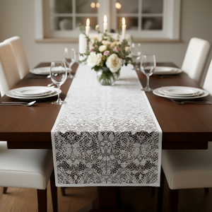 Nappe rectangulaire économique Carla Depot en dentelle, 2,5 m de long, motif floral blanc, pour usage domestique - Product Image 2