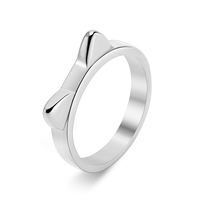 Bijoux simples - bague pour femme en acier inoxydable avec oreilles de chat mignonnes - bague pour l'index - décoration pour la main - en stock