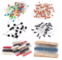 Kit de composants électroniques de base 1390 pièces Résistances Condensateurs électrolytiques et céramiques Diodes LED