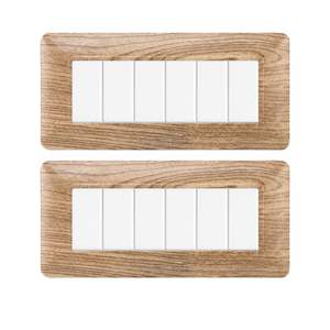Plaque d'interrupteur mural Gloca 6 postes en plastique imitation bois, 2 pièces, installation facile - Product Image 1