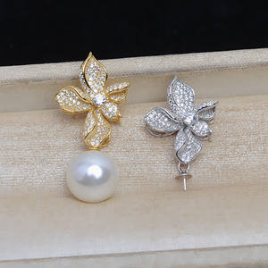 Pendentif en argent S925 Wenchi pour femme, à faire soi-même, en forme de grande fleur avec 12-16 accessoires, modèle 13808, apprêts de bijouterie chinois - Product Image 1