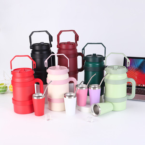Tasse thermos double paroi en acier inoxydable 304 double couche Bouilloire d'extérieur portable de grande capacité Valeur de couleur élevée - Product Image 2