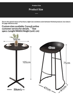 Set Tavolo e Sgabelli in Acciaio al Carbonio con Piano Rotondo per Caffè, Casa, Ufficio, Balcone, Patio, Arredamento da Pranzo con Due Sedie - Product Image 1