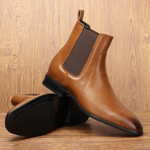 Botas de Tobillo Impermeables para Hombre, Diseño de Punta Cuadrada, Versátiles, Casuales de Negocios, con Cierre de Cordones, que Aumentan la Altura - Product Image 4