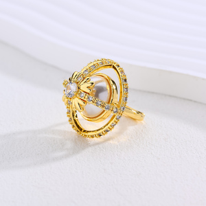 Bague en laiton plaqué or 14 carats de haute qualité et bague de planète en zircone de luxe de <span class=keywords><strong>Netflix</strong></span> pour la conception de bijoux originaux - Product Image 4