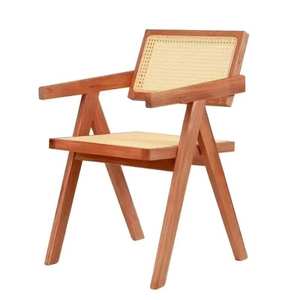 Home Restaurant Hotel Furniture Rattan Seat Woven Wicker Solid Wood Dining <b>Chair</b> for Sale - Product Image 1