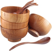 Cuenco de madera hecho a mano de forma sólida ecológica, utensilios de cocina de madera de acacia, ensaladas, frutas, fiestas multiusos talladas corpulentas