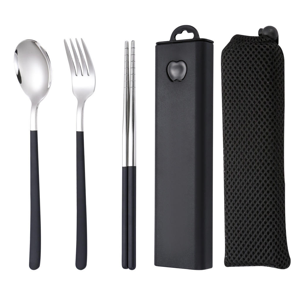 3 pieces silver with black handle + bag