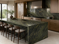 Dalle de marbre poli Monet Forest pour panneau mural en bois massif, comptoir de bar, plateau de console, carrelage mural de douche et découpe sur mesure
