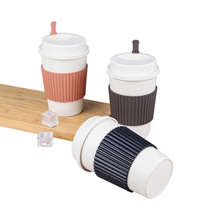 แก้วกาแฟแบบพกพา ทำจากฟางข้าว เป็นมิตรกับสิ่งแวดล้อม ป้องกันการลื่น ฝาปิดแบบใช้ซ้ำได้ ทนความร้อน ไม่ระเบิดเมื่อโดนน้ำร้อน  รับทำโลโก้ตามสั่ง ทันสมัย ขั้นต่ำในการสั่งซื้อน้อย - Product Image 4