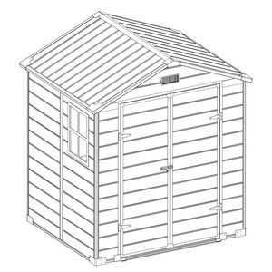 Venta caliente 6x6 pies Aspecto de <span class=keywords><strong>madera</strong></span> <span class=keywords><strong>Cobertizo</strong></span> de almacenamiento al aire libre Cobertizos de jardín de plástico para herramienta casera - Product Image 6