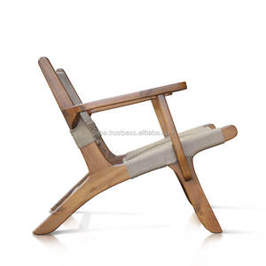 Chaise longue en bois de teck de style contemporain, avec un tressage en paracorde durable – idéale pour une relaxation élégante et confortable - Product Image 2