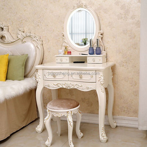Tocador Estilo Francés Chic Vintage Moderno Reproducción Antigua para Maquillaje para Dormitorio o Sala de Estar - Product Image 1