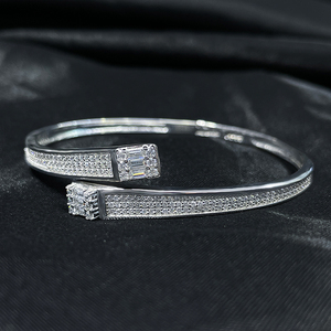 Diseño Original S925 pulsera de plata esterlina 5A Zircon CZ Ice Out hecho a mano ajustable abierto completo diamante brazaletes para mujeres <span class=keywords><strong>Gifi</strong></span> - Product Image 2